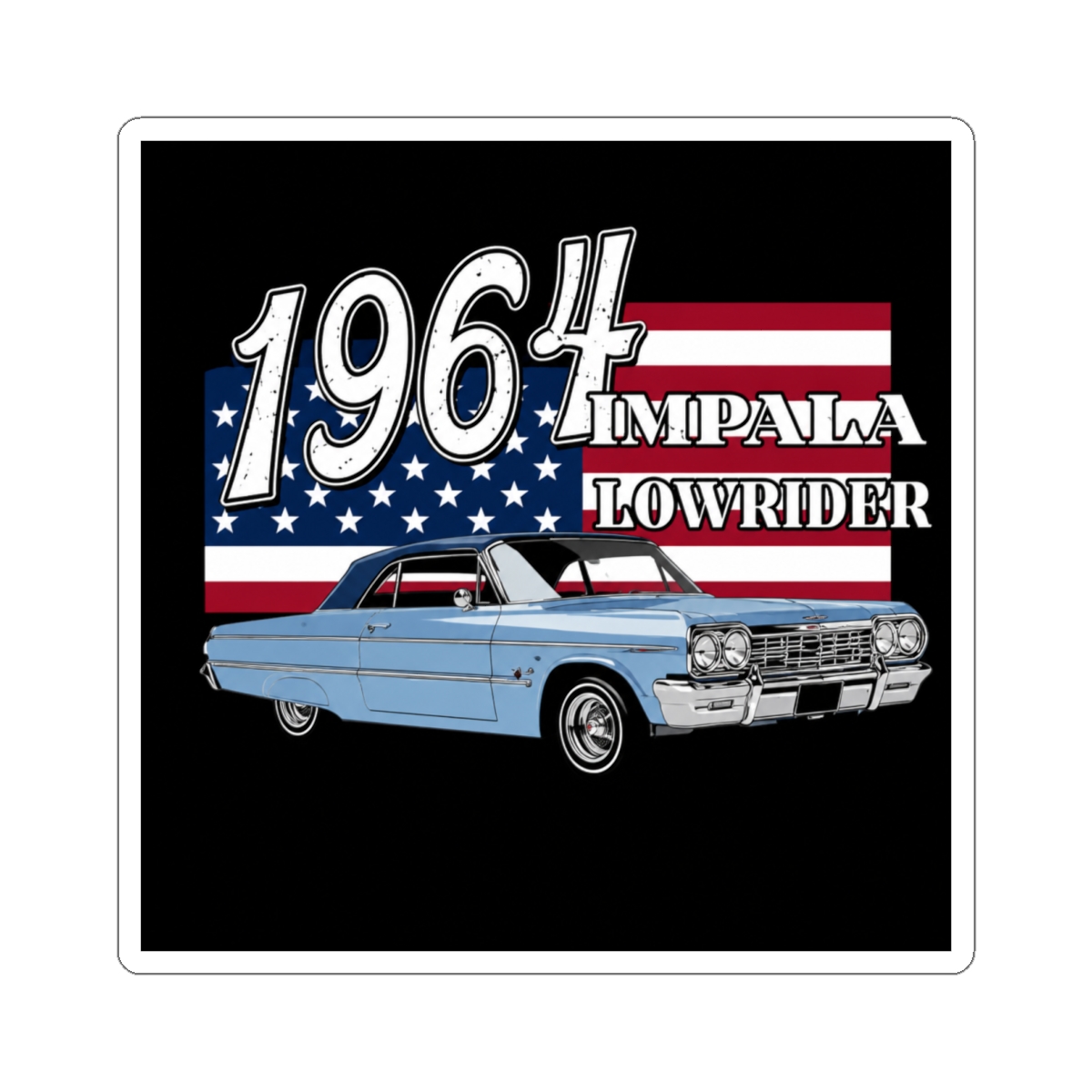 64 Impala Lowrider Ss 4th Of July American Classic Round Sticker | Tame Impala